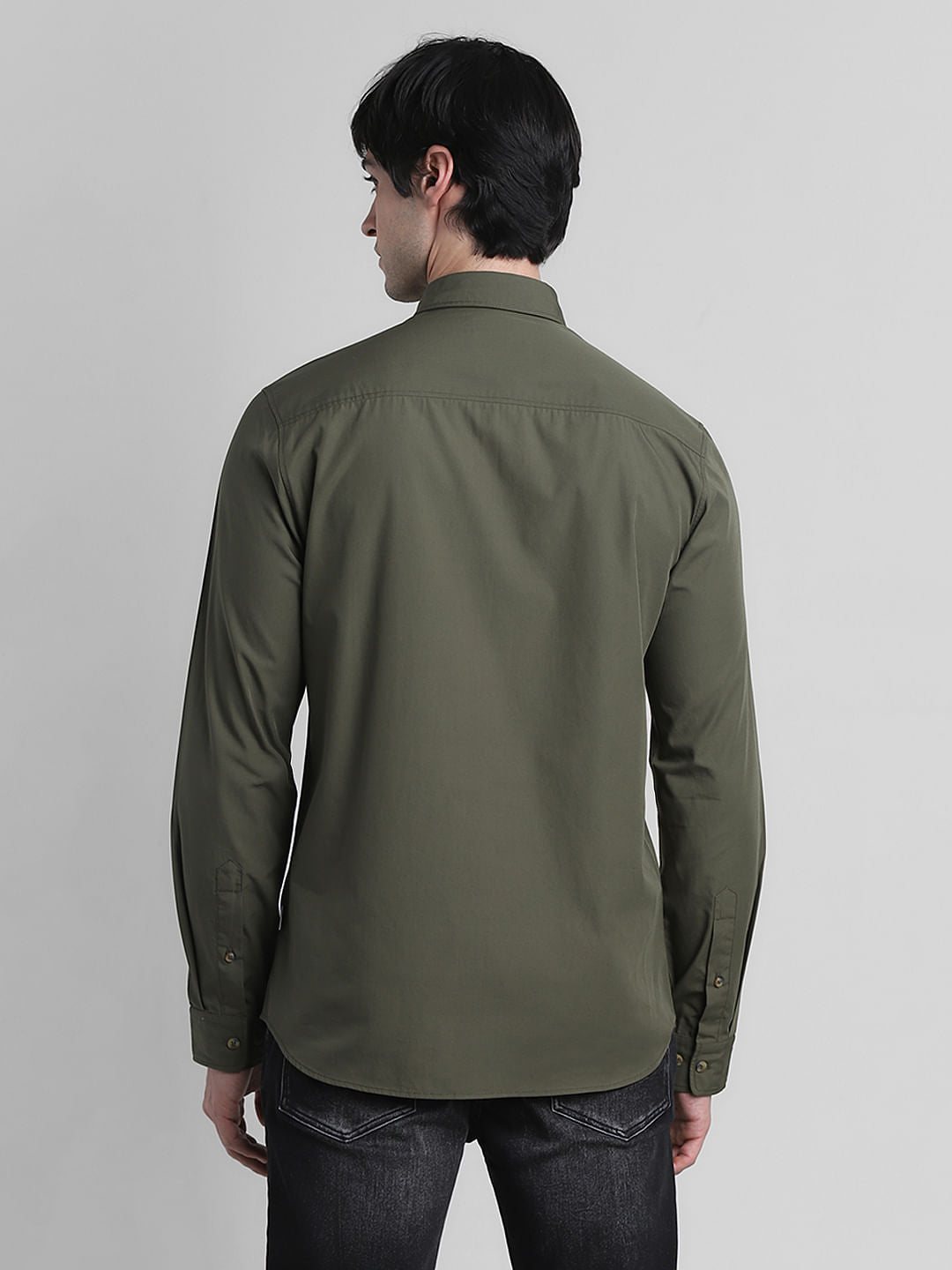 Green Cotton Full Sleeves Shirt