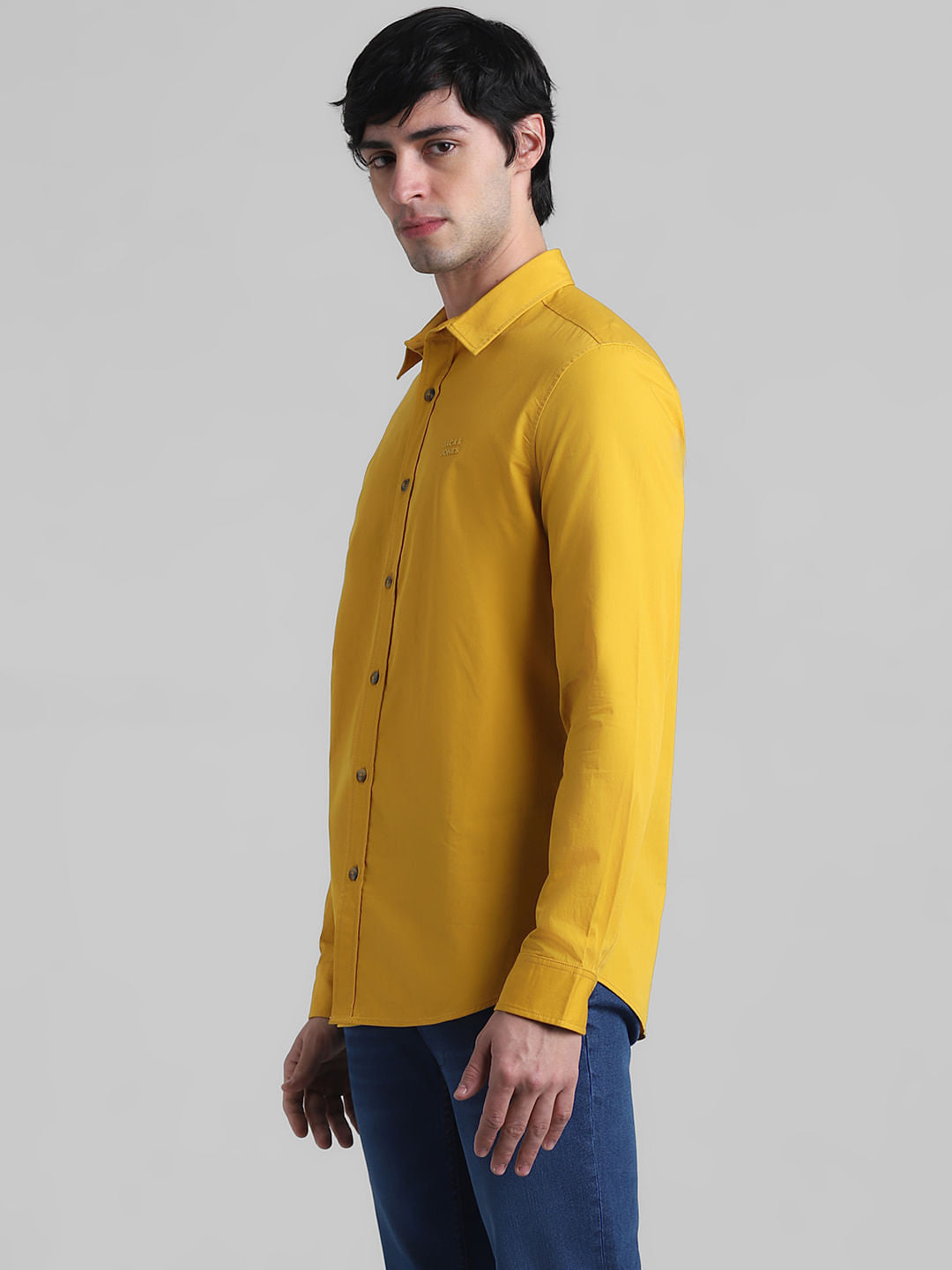 Mustard Cotton Full Sleeves Shirt
