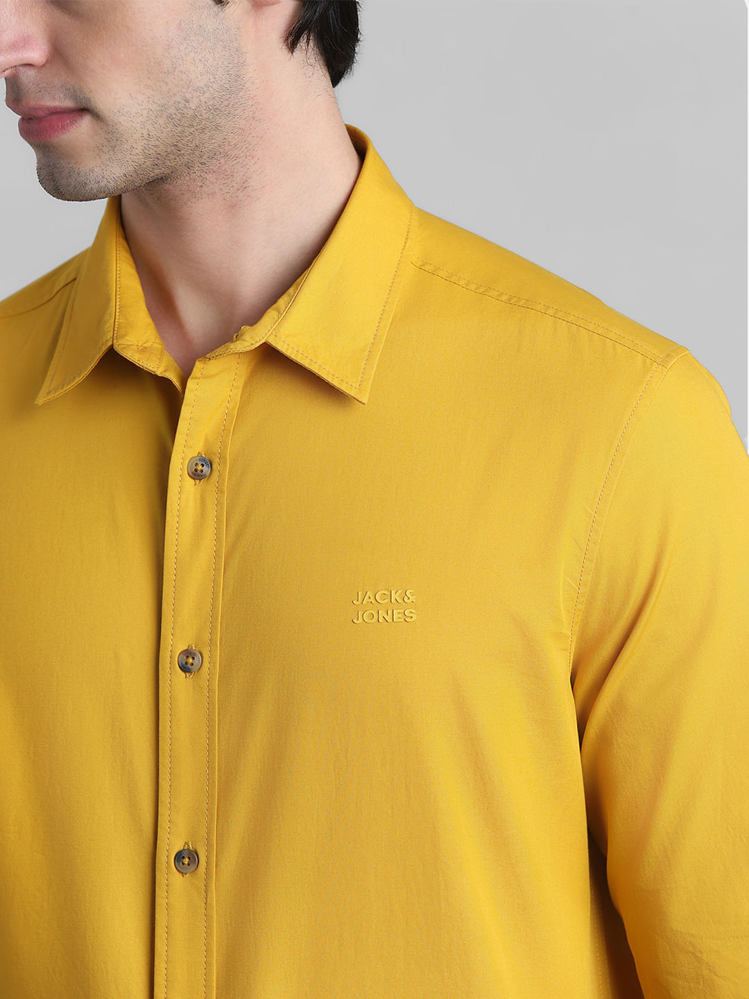 Mustard Cotton Full Sleeves Shirt