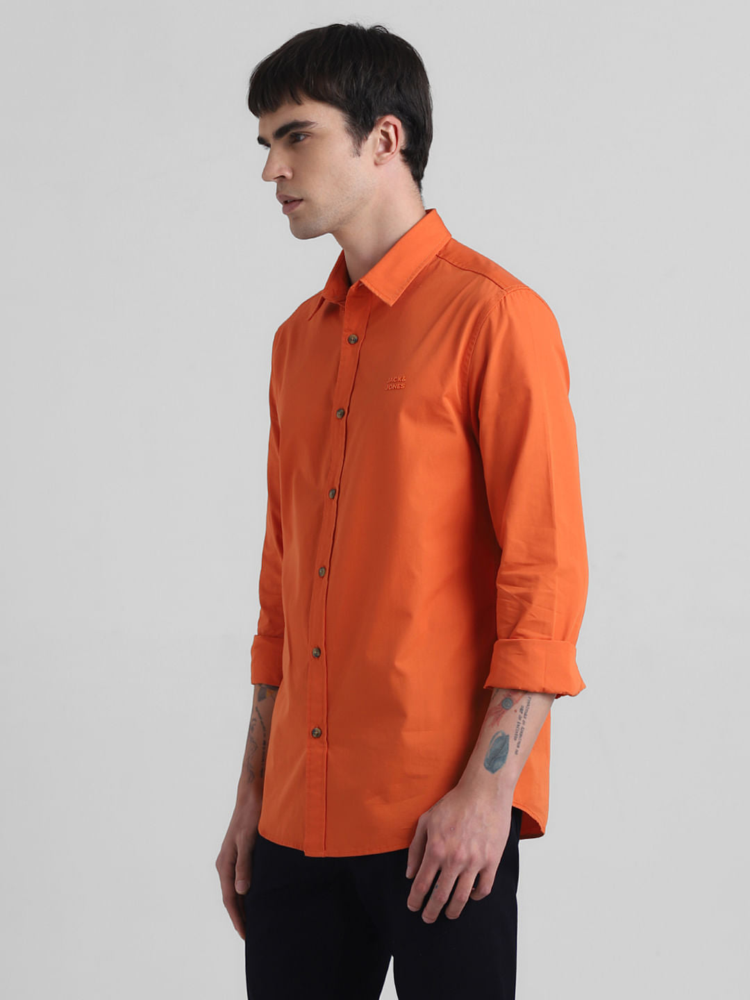 Red Cotton Weave Casual Shirt