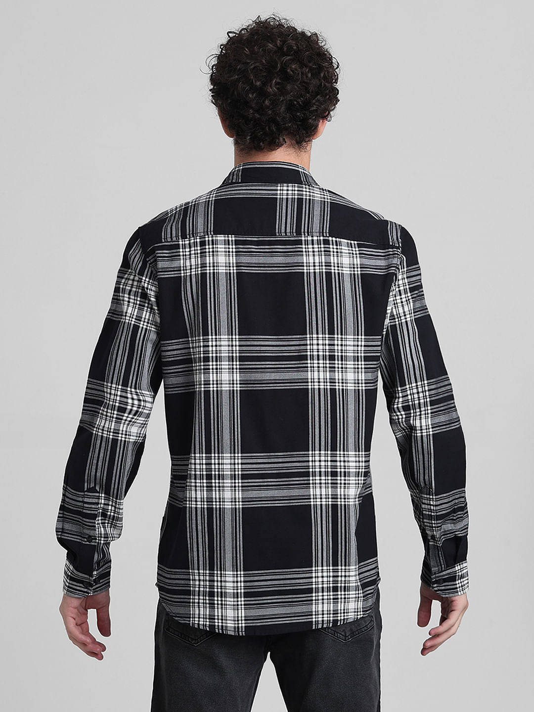 Black Check Print Full Sleeves Shirt