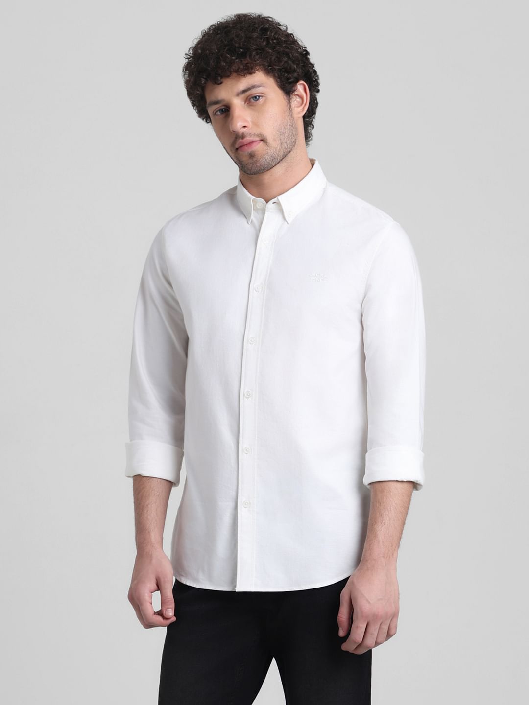 White Cotton Full Sleeves Shirt