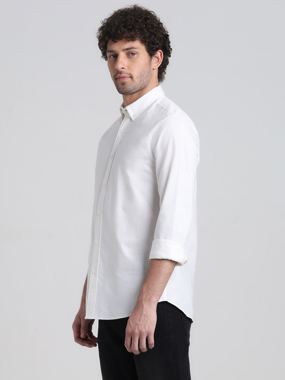 White Cotton Full Sleeves Shirt