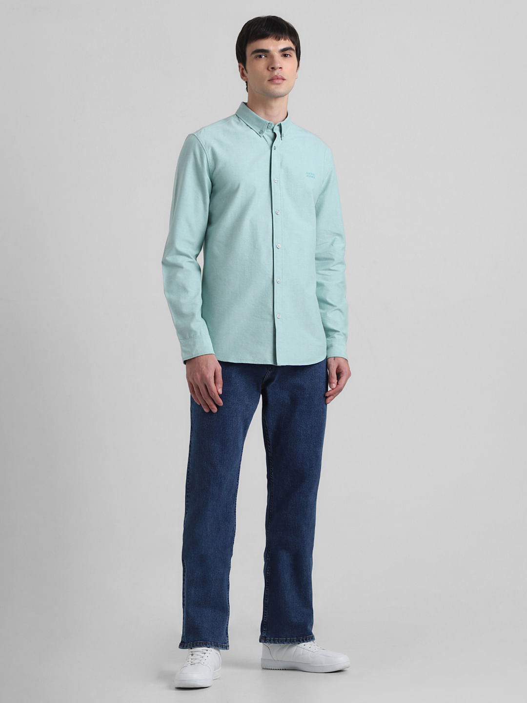 Green Cotton Full Sleeves Shirt