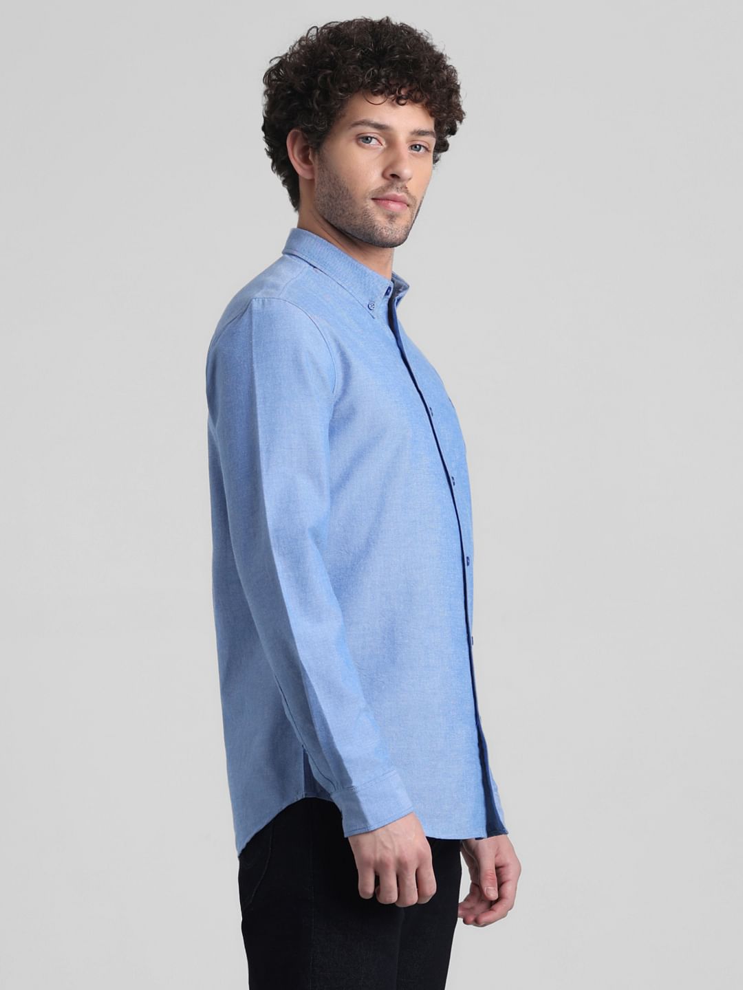 Blue Cotton Full Sleeves Shirt
