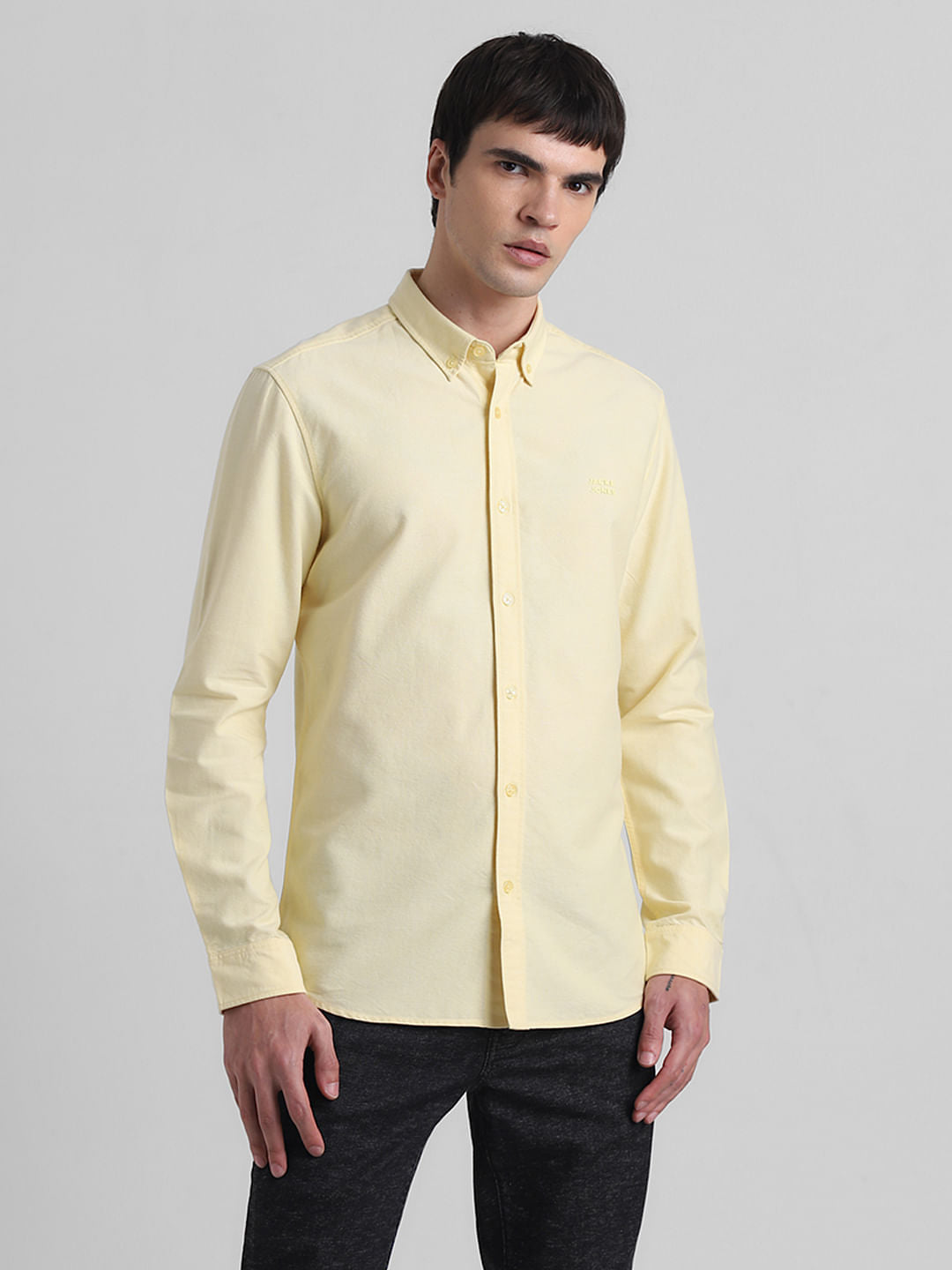 Yellow Cotton Full Sleeves Shirt