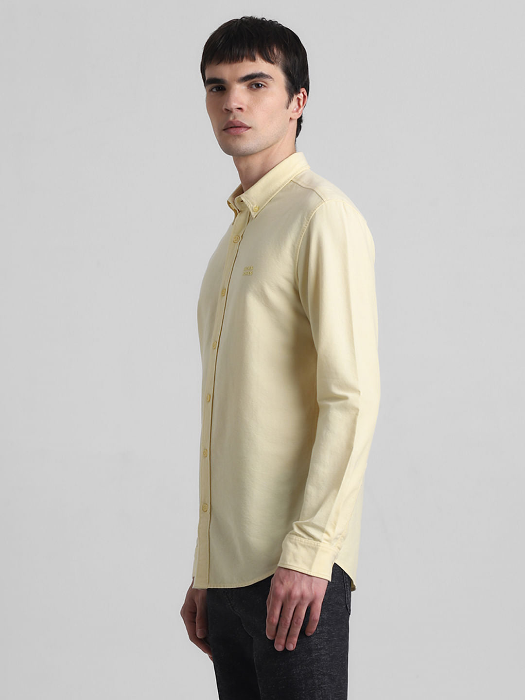 Yellow Cotton Full Sleeves Shirt