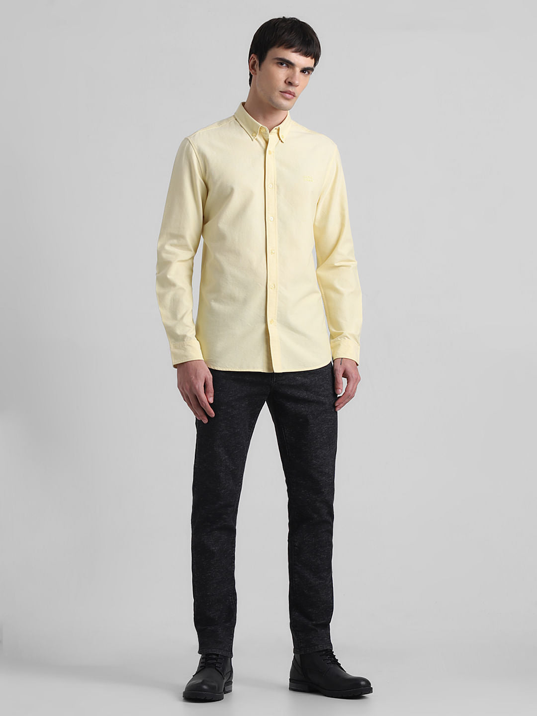 Yellow Cotton Full Sleeves Shirt