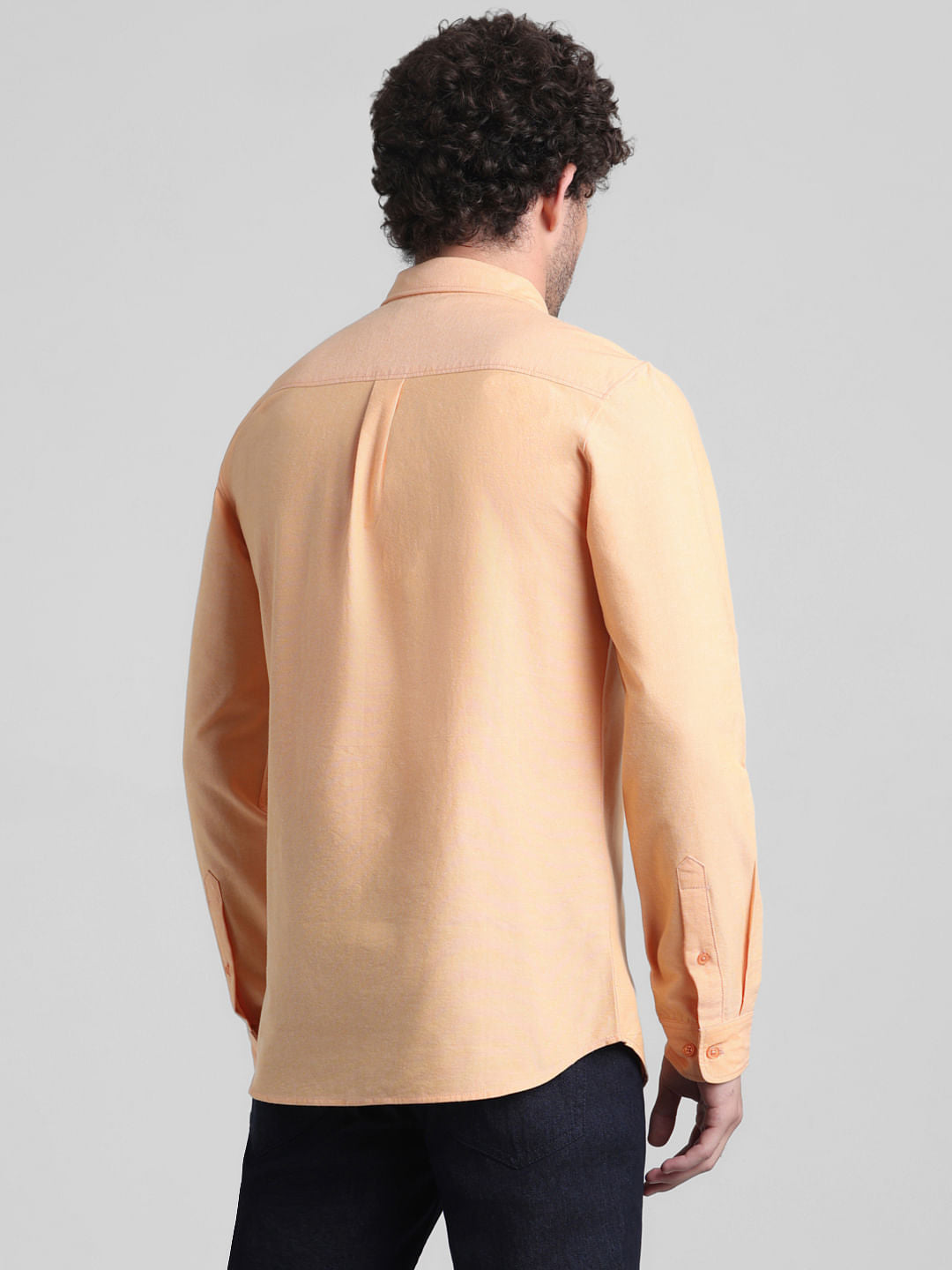 Peach Cotton Full Sleeves Shirt