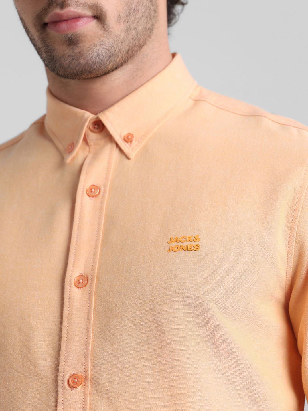 Peach Cotton Full Sleeves Shirt
