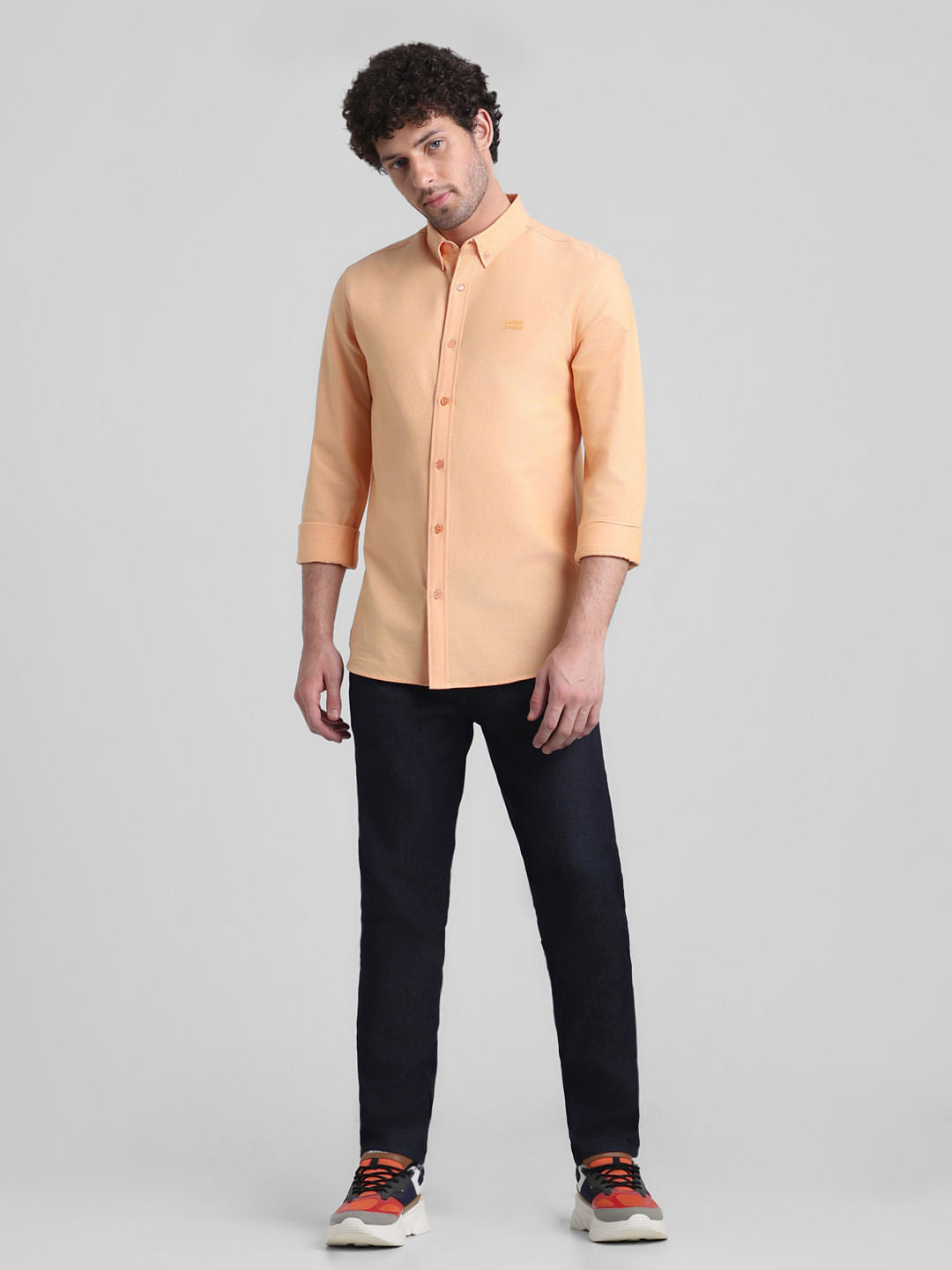 Peach Cotton Full Sleeves Shirt