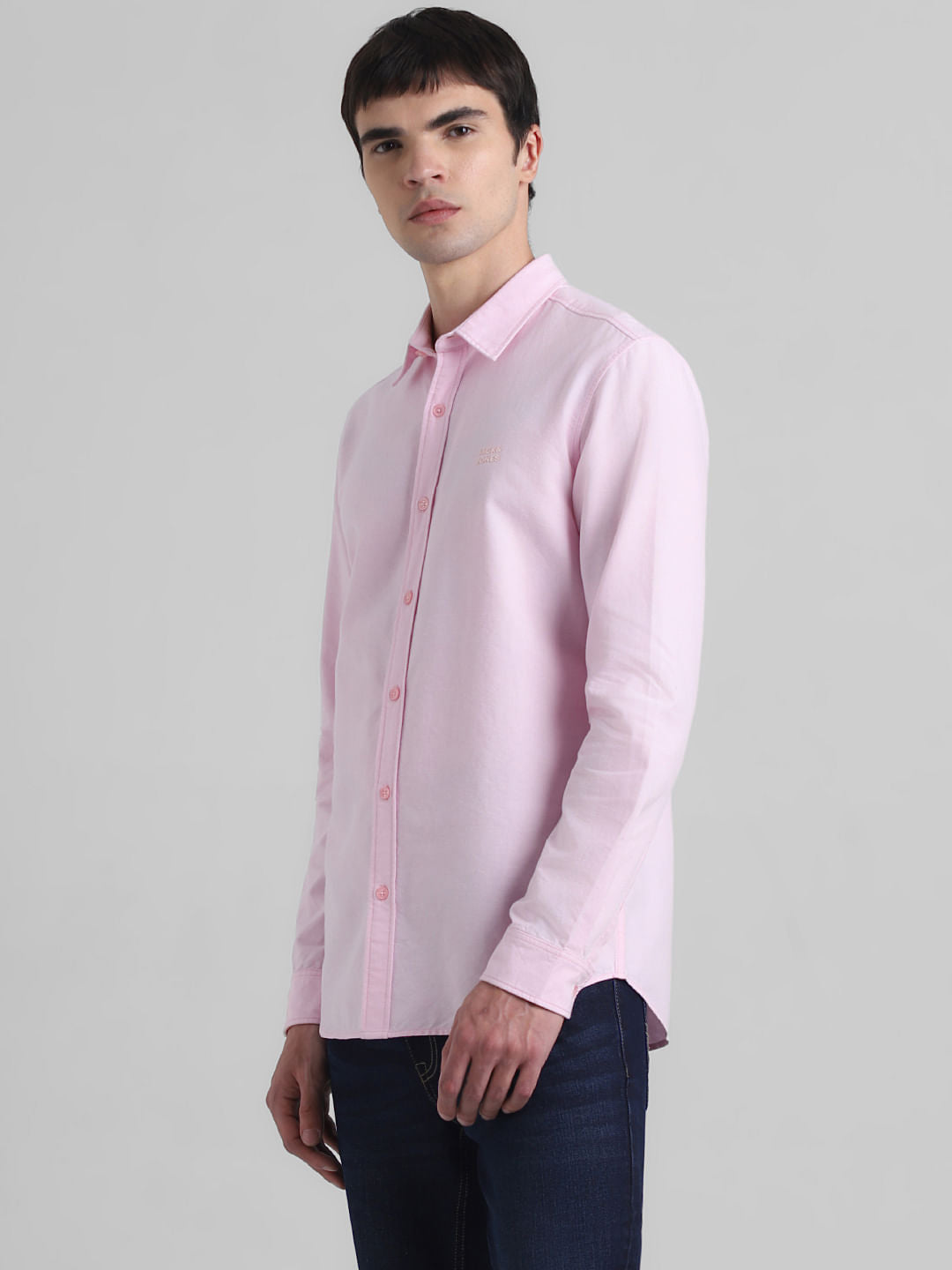Light Pink Cotton Full Sleeves Shirt
