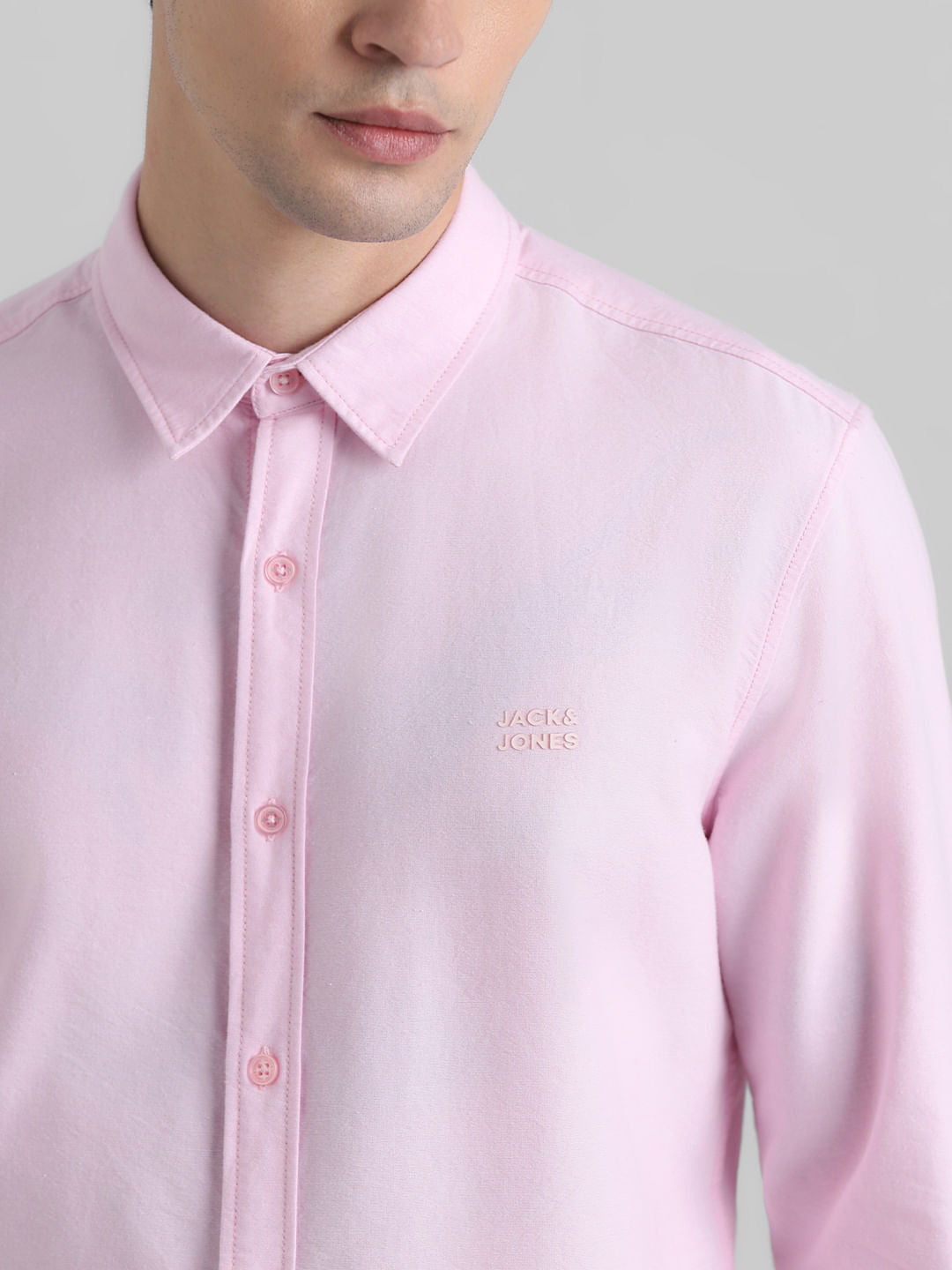 Light Pink Cotton Full Sleeves Shirt