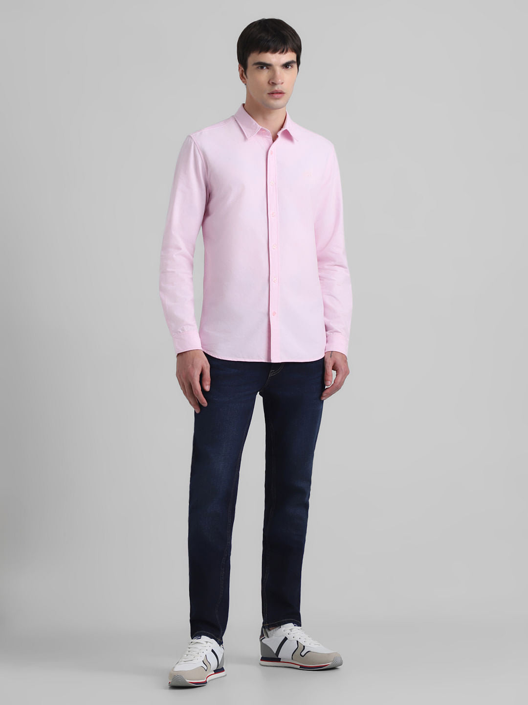 Light Pink Cotton Full Sleeves Shirt