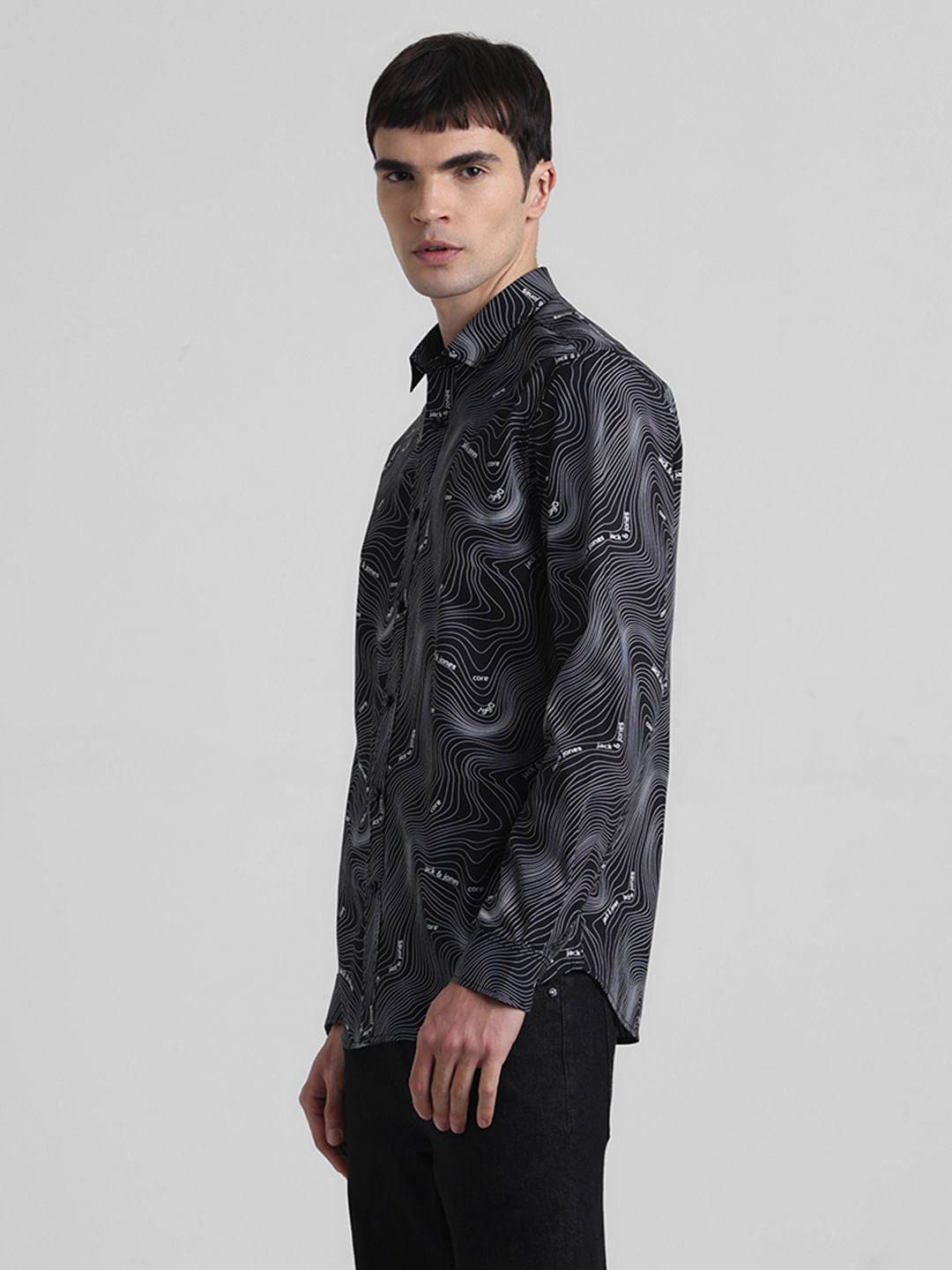 Black Printed Full Sleeves Shirt