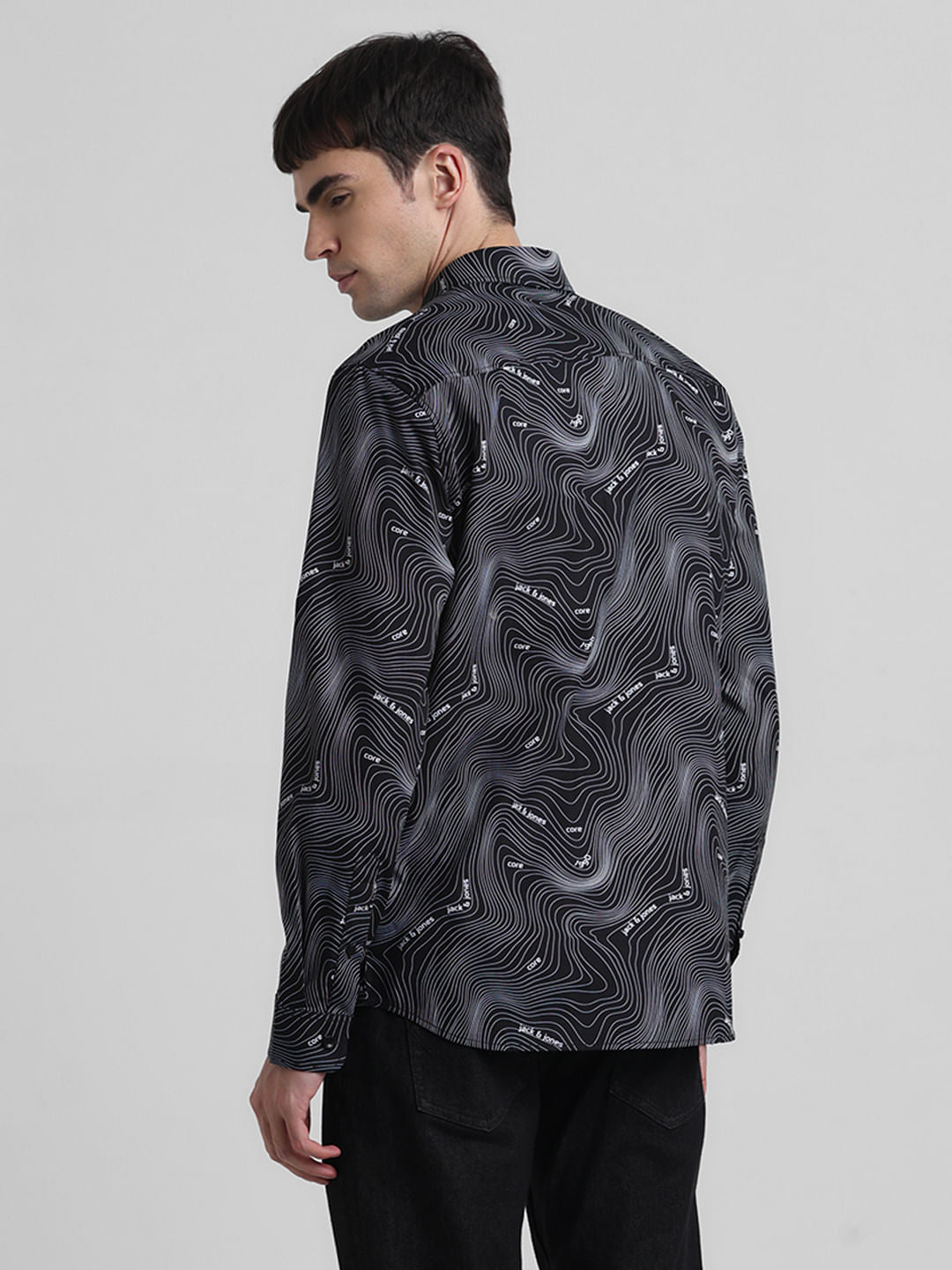 Black Printed Full Sleeves Shirt