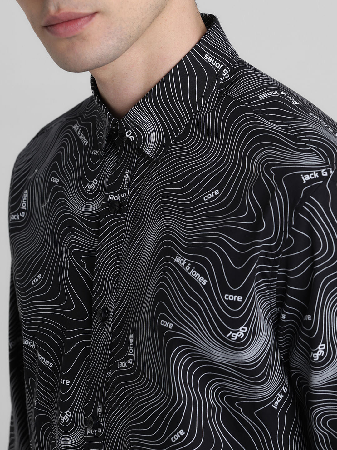 Black Printed Full Sleeves Shirt