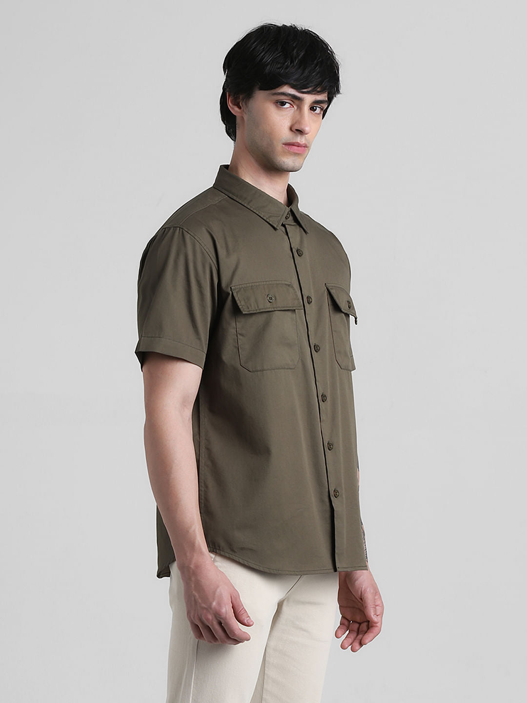 Olive Green Drop Shoulder Shirt