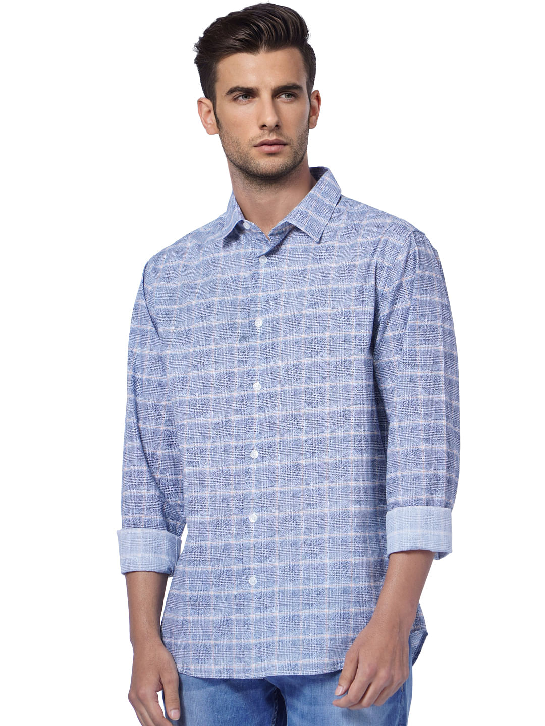 Blue Printed Full Sleeves Shirt