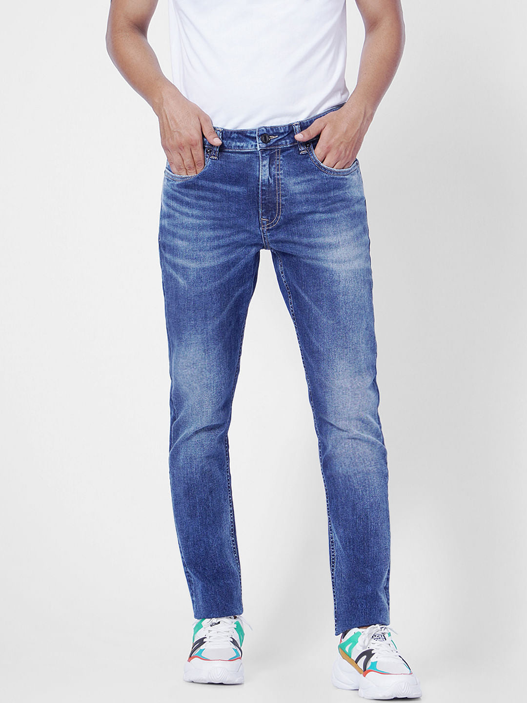 Blue Low Rise Washed Ben Skinny Jeans