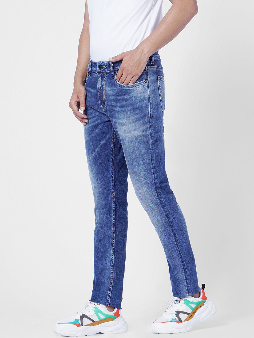 Blue Low Rise Washed Ben Skinny Jeans