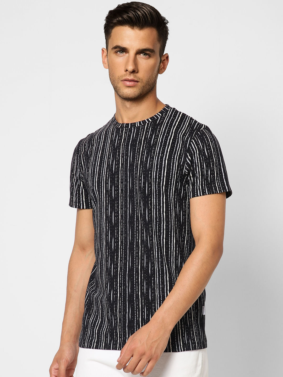 Black Printed Crew Neck T-shirt