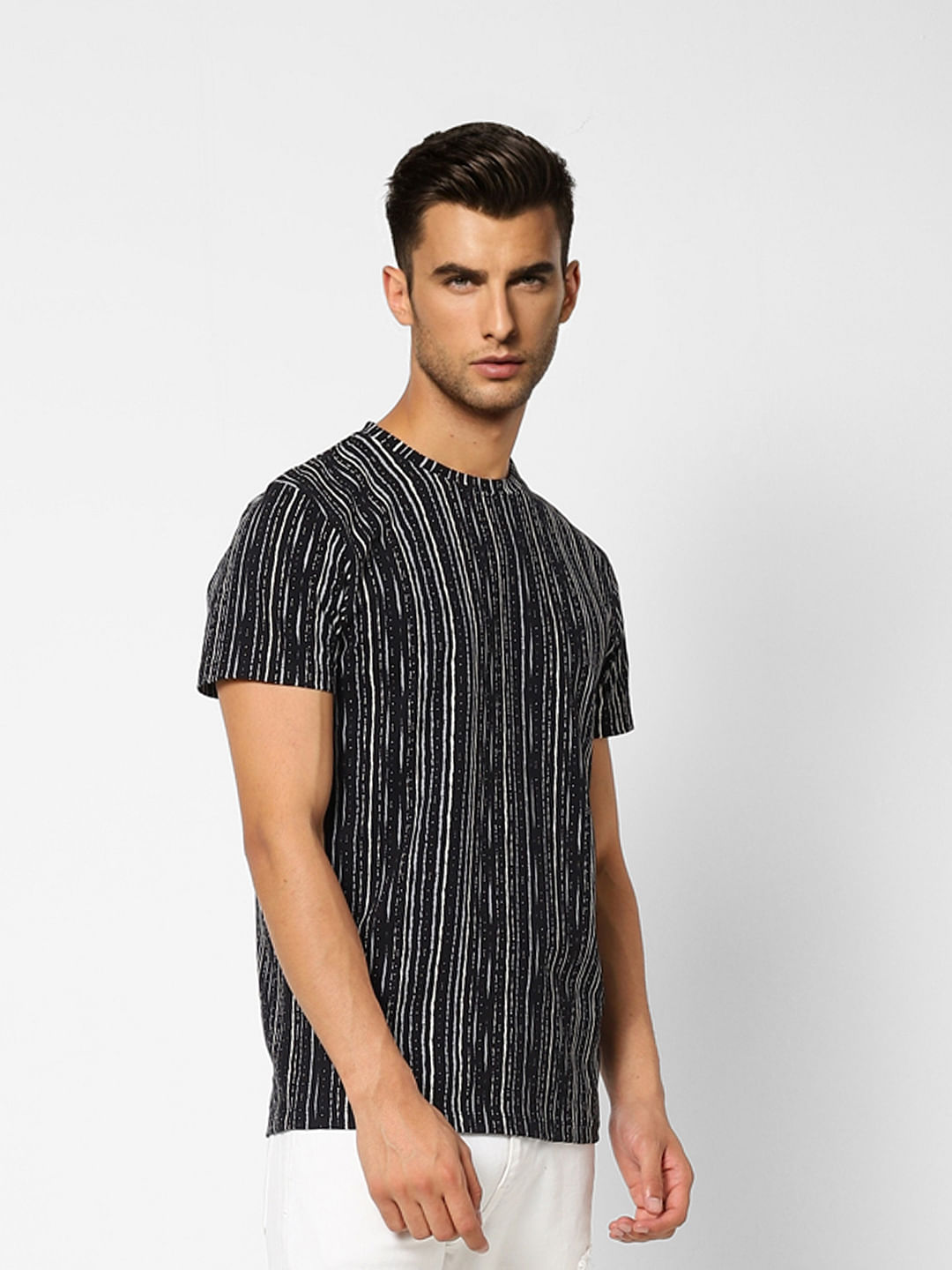 Black Printed Crew Neck T-shirt