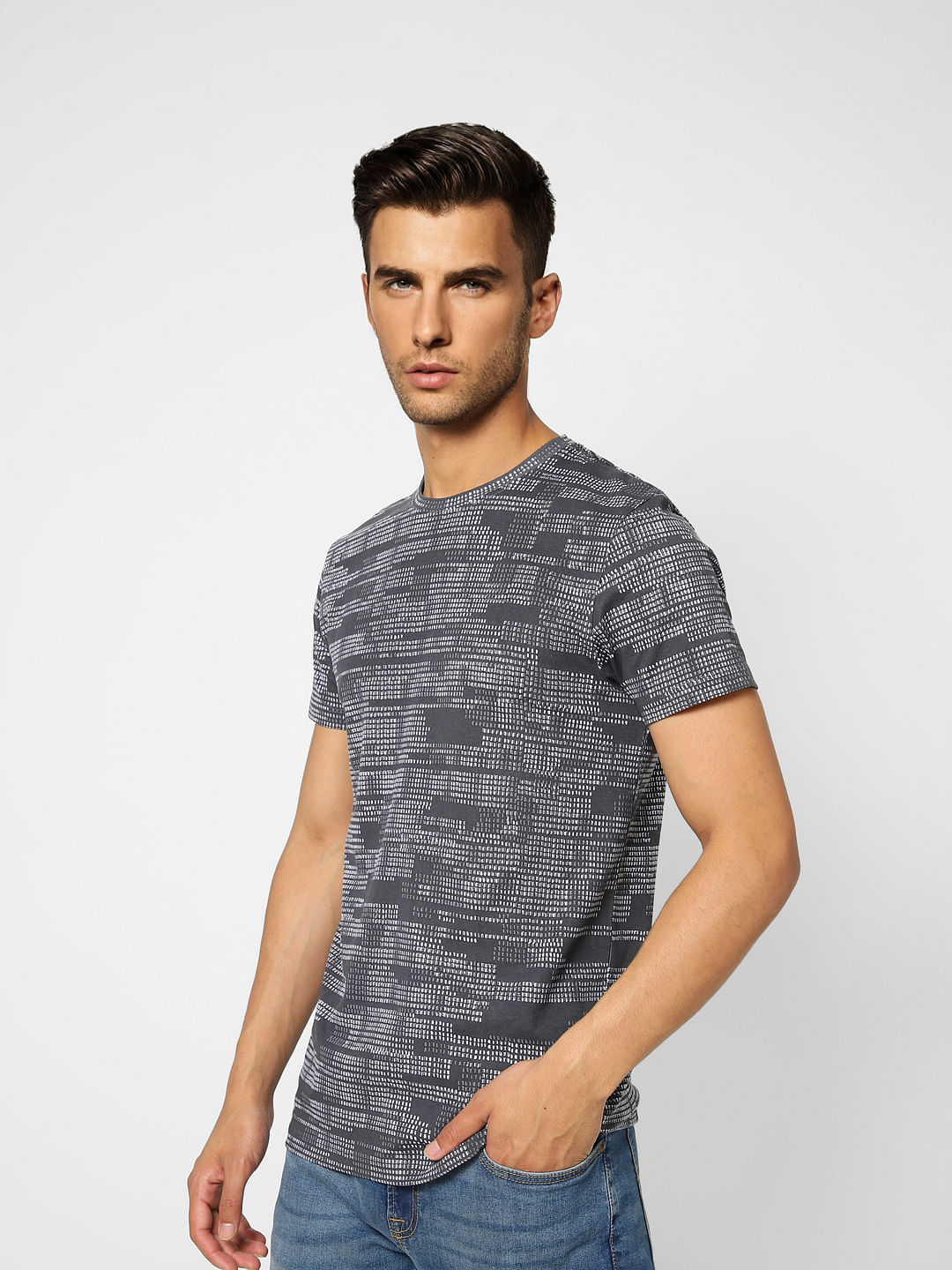 Black Printed Crew Neck T-shirt