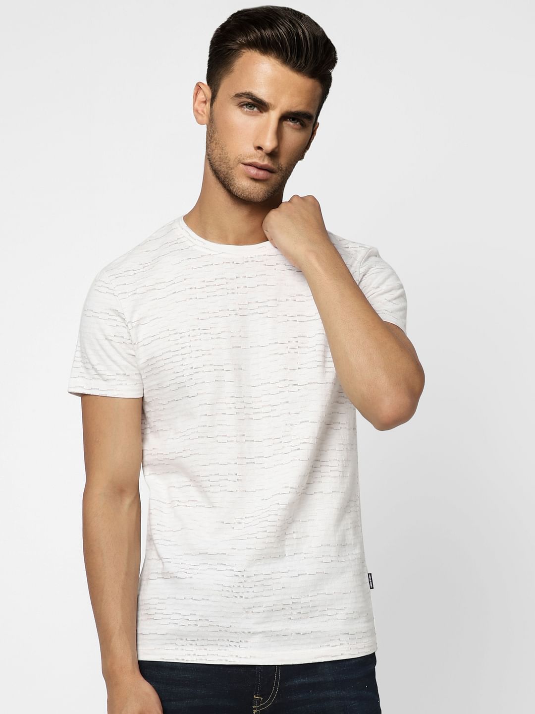 White Printed Crew Neck T-shirt