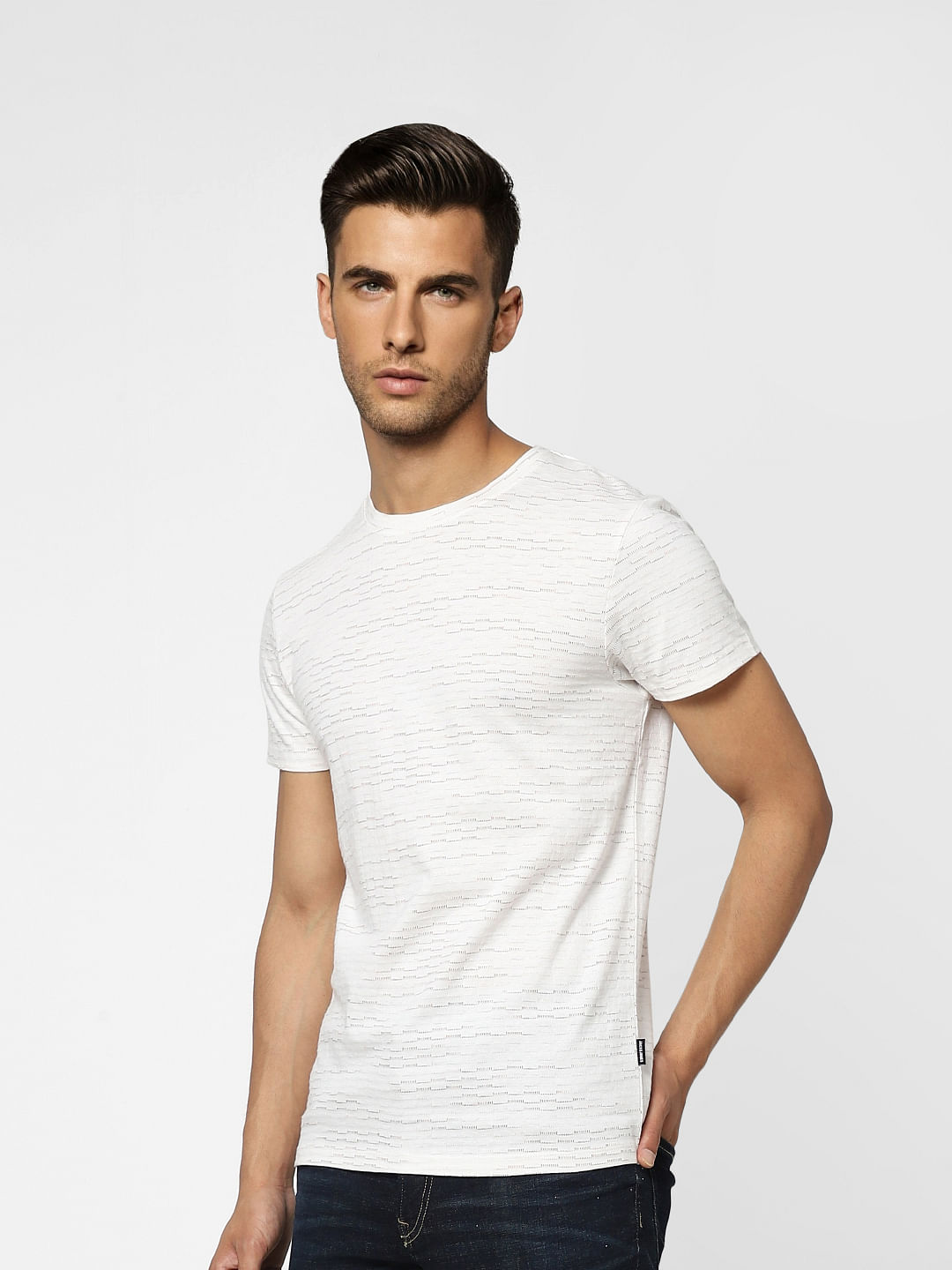 White Printed Crew Neck T-shirt