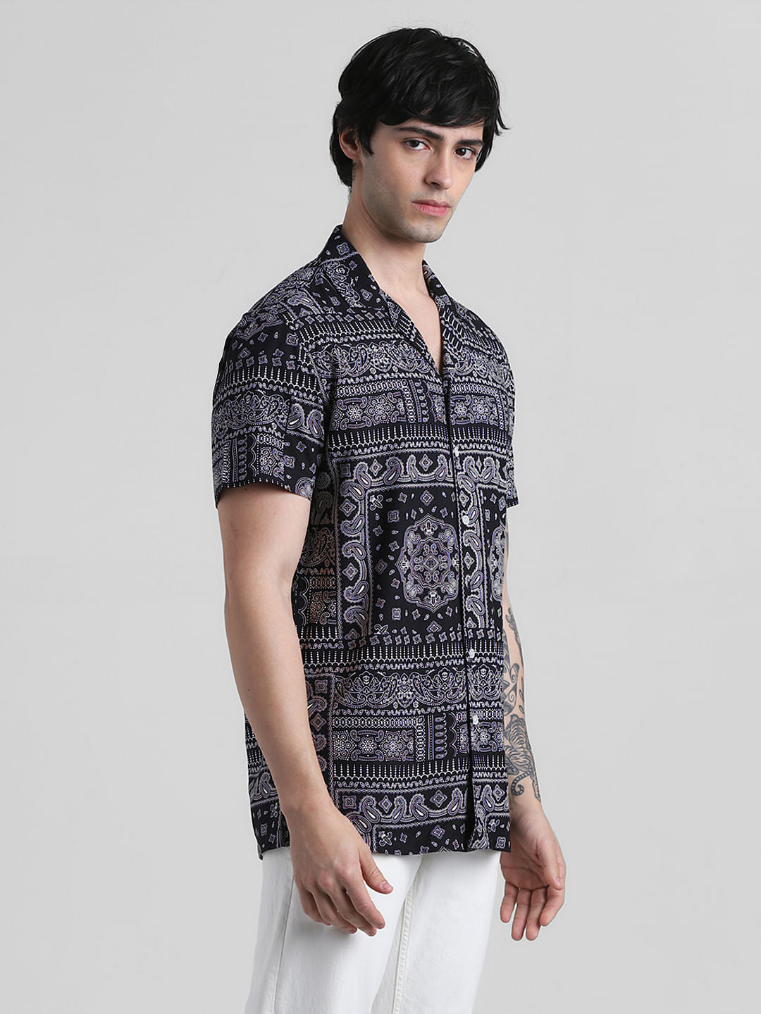 Black Abstract Print Shirt