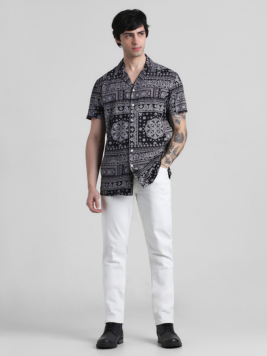 Black Abstract Print Shirt