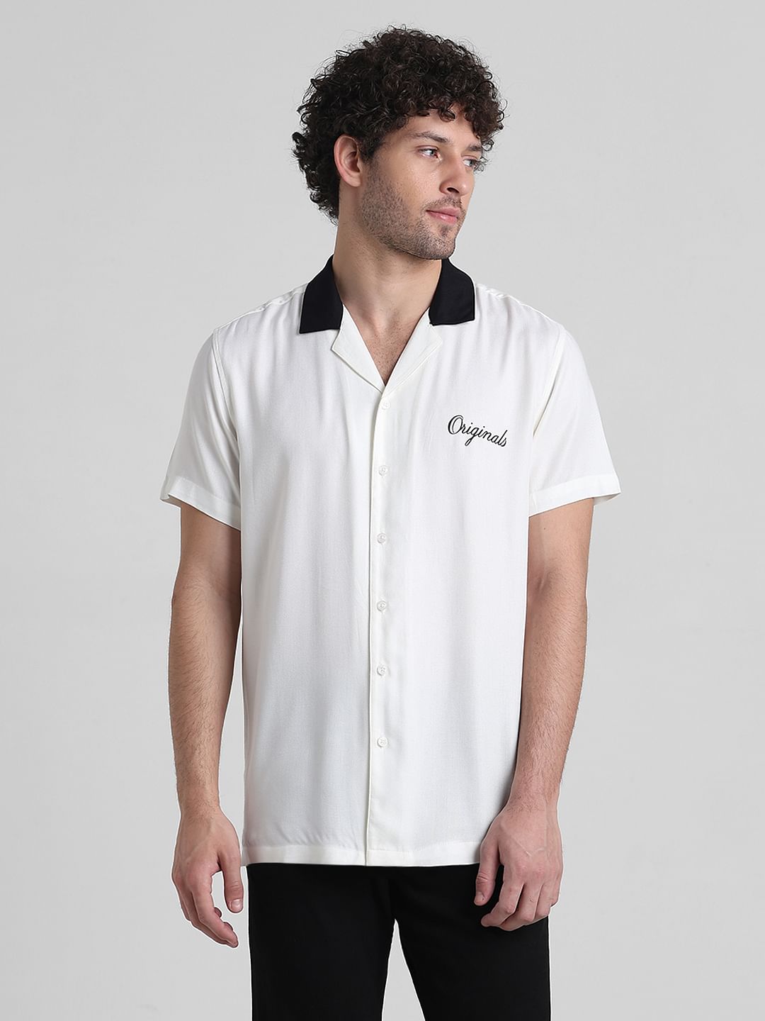 White Printed Short Sleeve Shirt