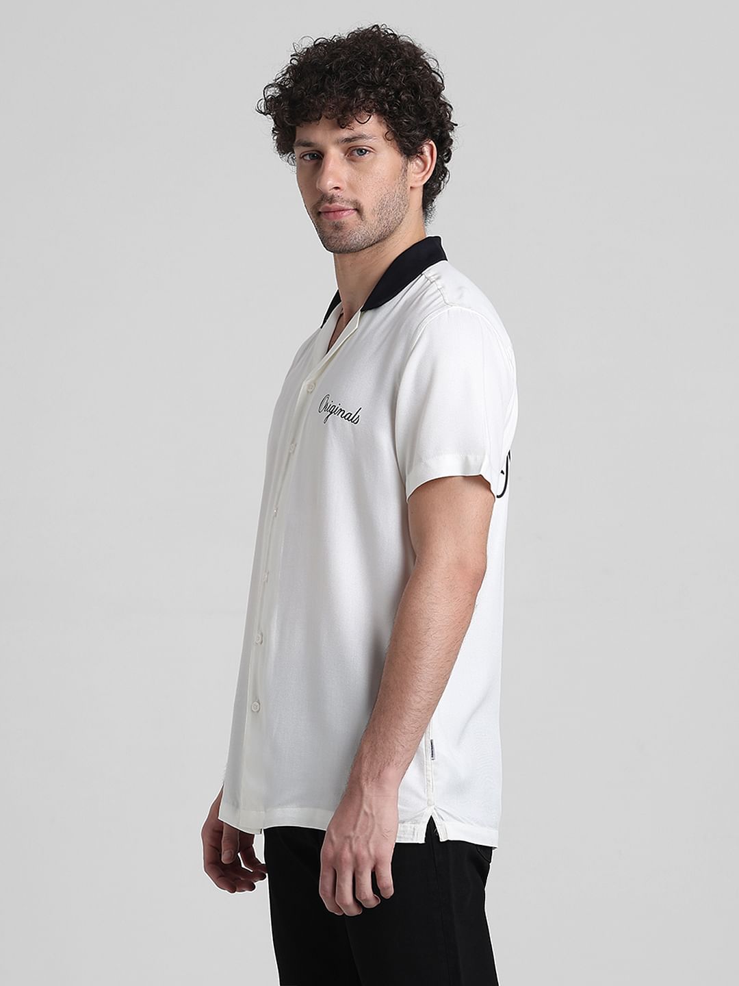 White Printed Short Sleeve Shirt