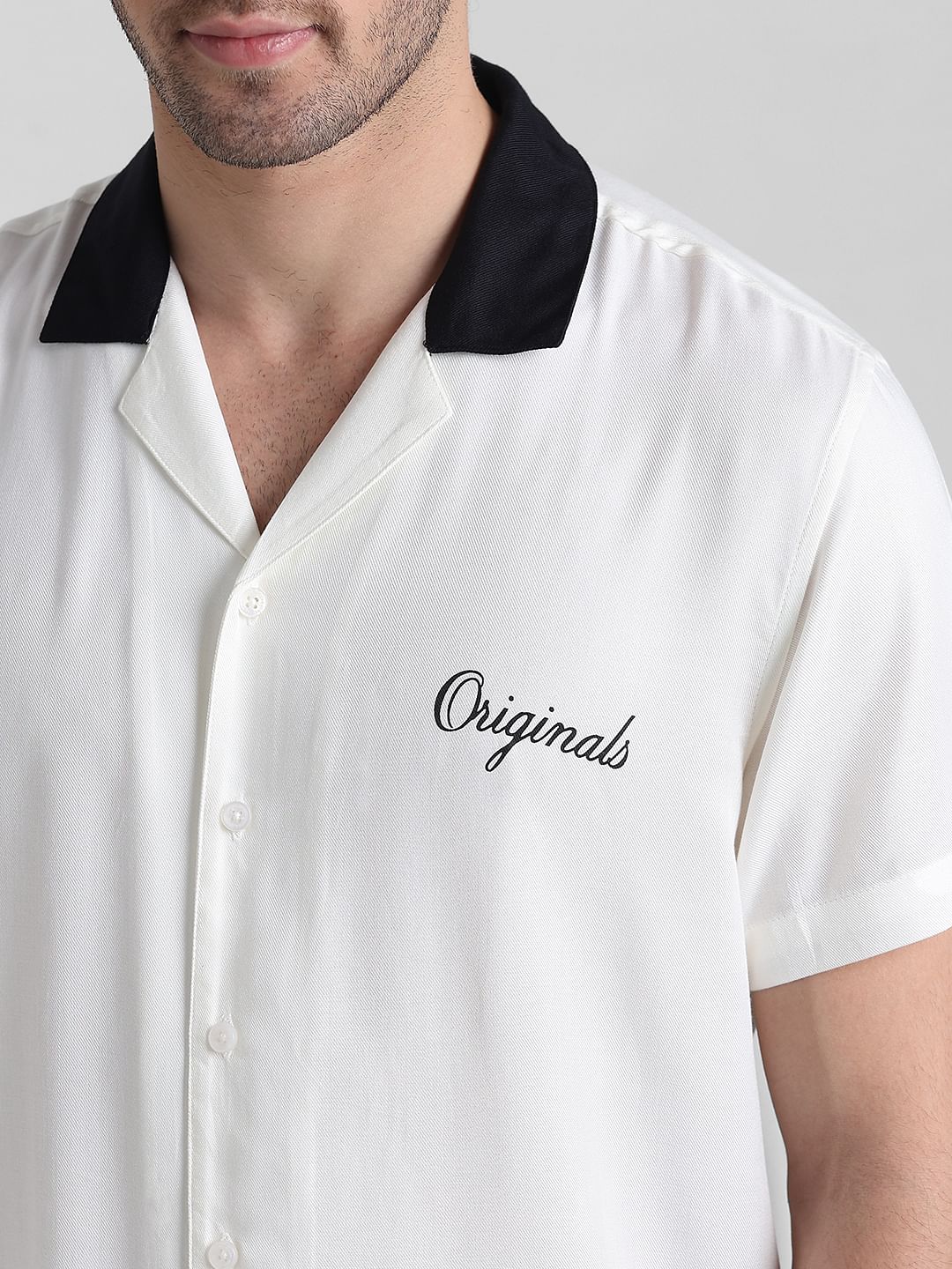 White Printed Short Sleeve Shirt