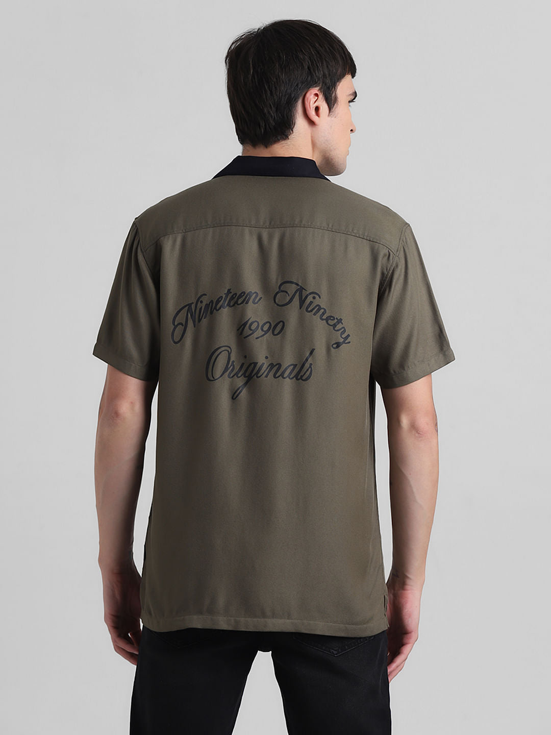 Green Printed Short Sleeves Shirt