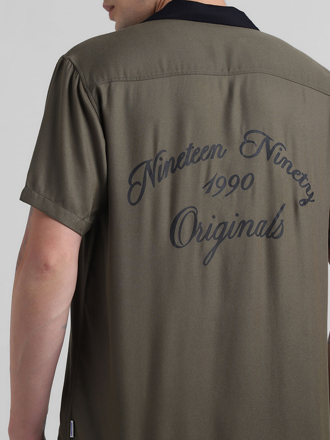 Green Printed Short Sleeves Shirt