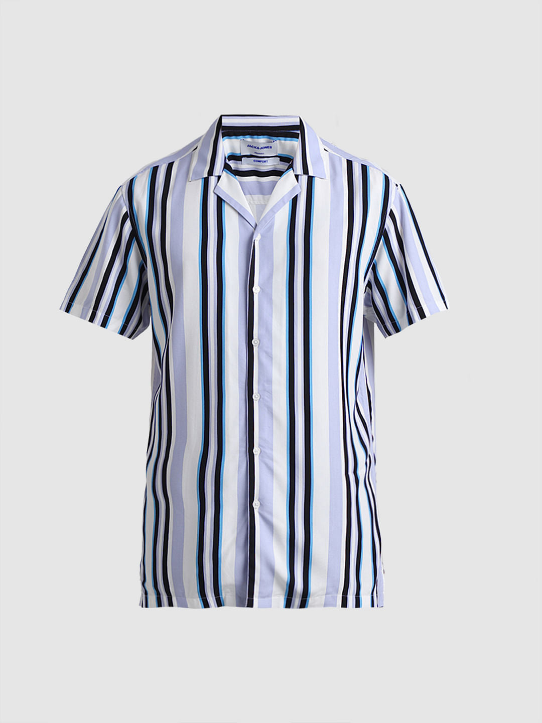 Blue Striped Short Sleeves Shirt