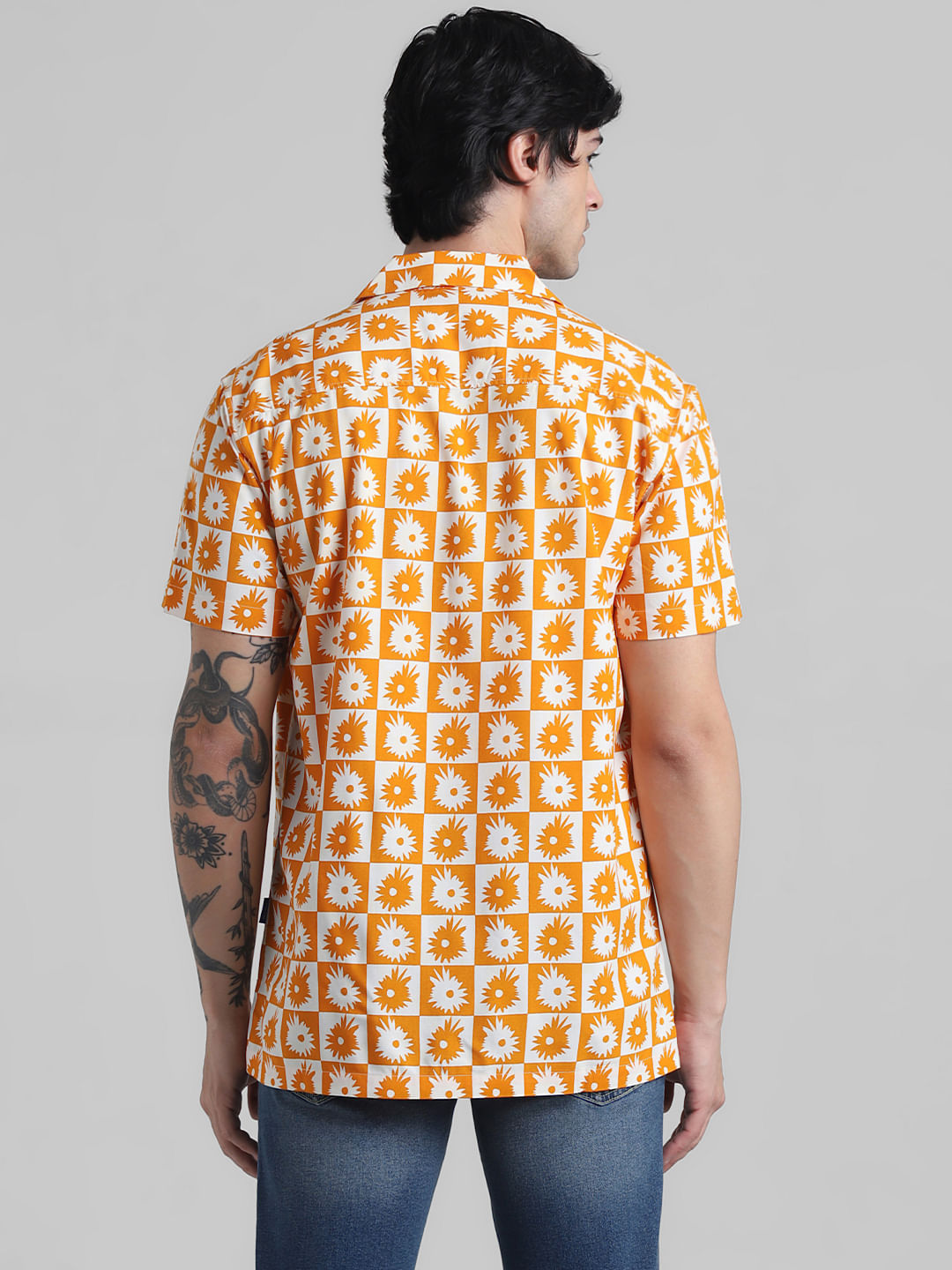 Orange Abstract Print Shirt