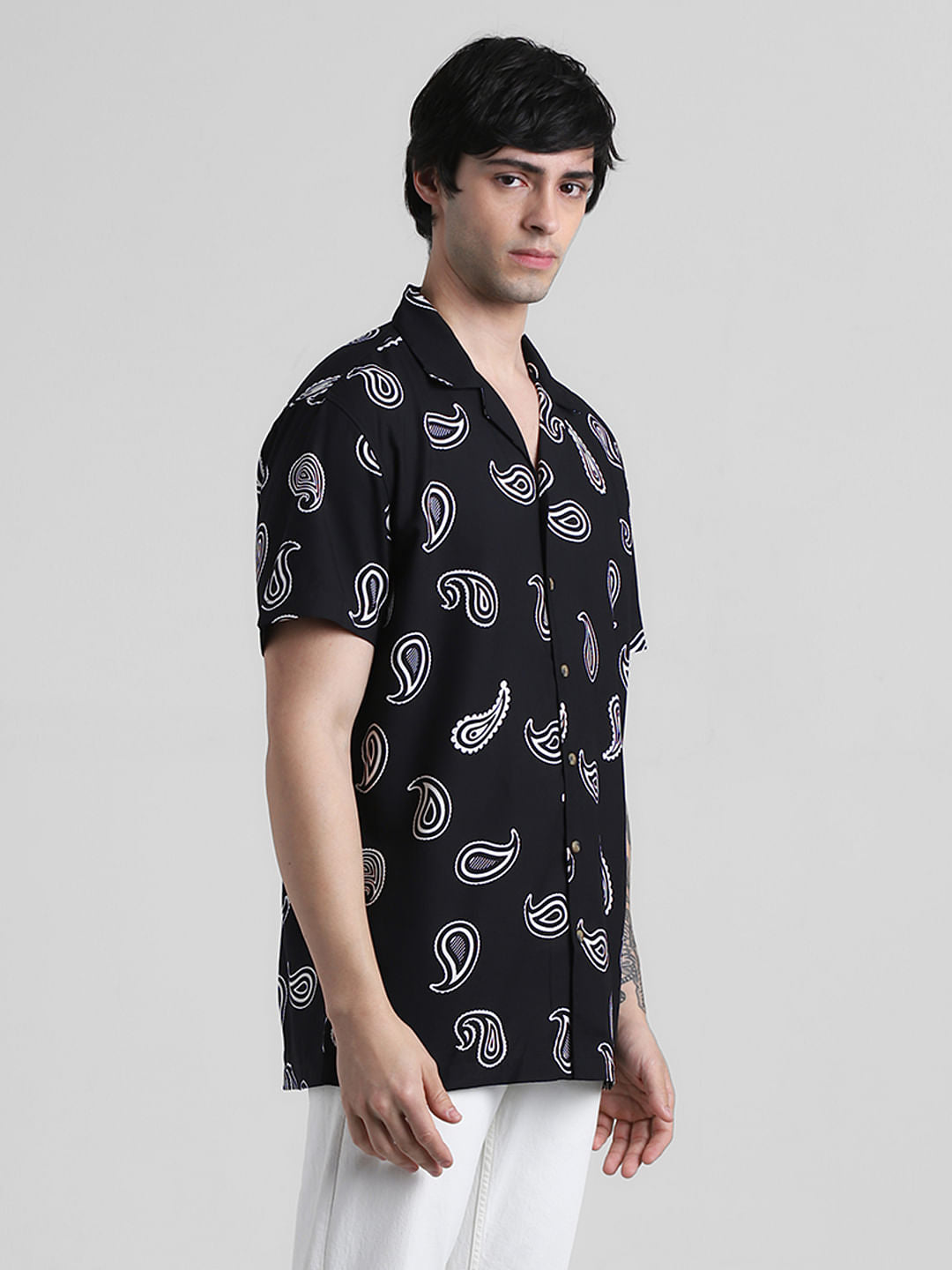 Black Paisley Print Shirt