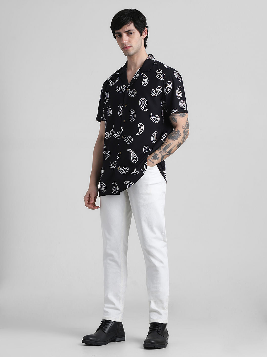 Black Paisley Print Shirt
