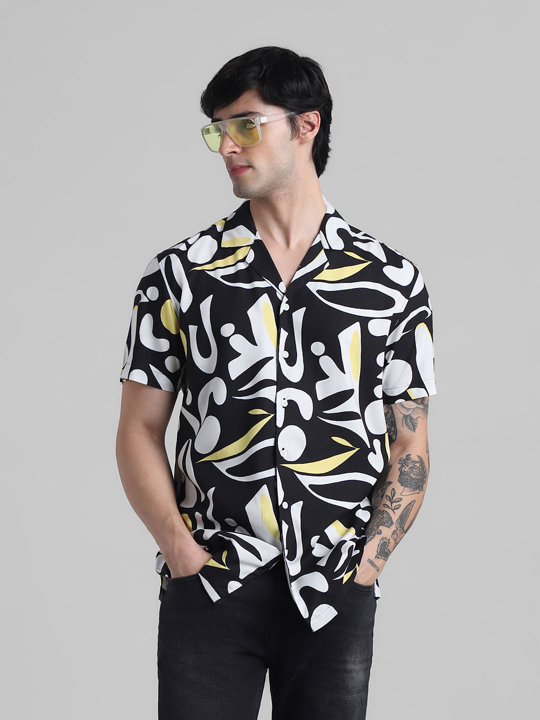 Black Abstract Print Shirt