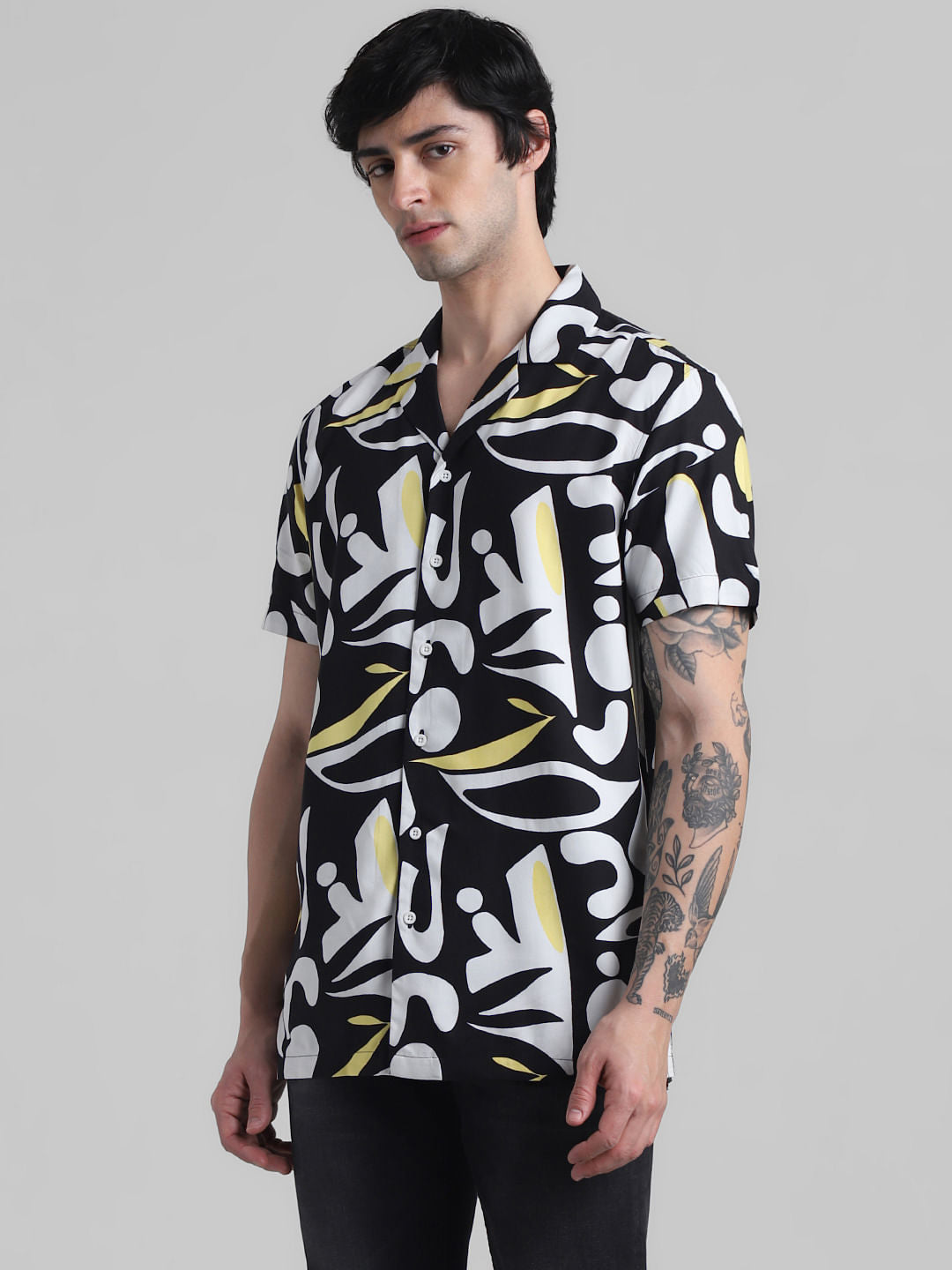 Black Abstract Print Shirt
