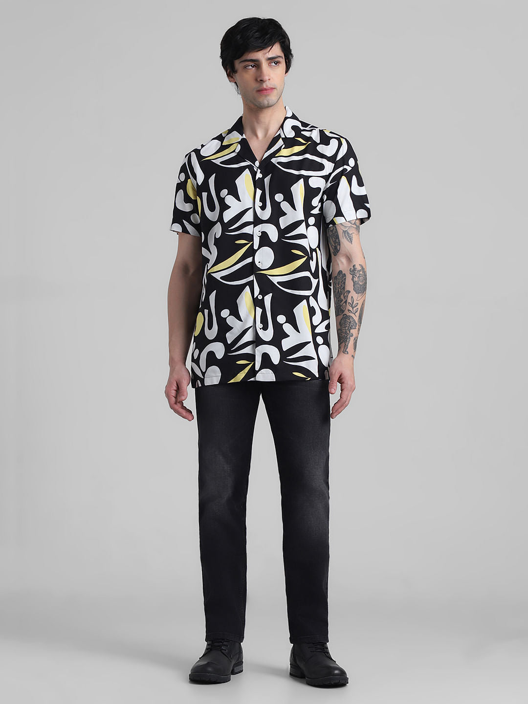Black Abstract Print Shirt