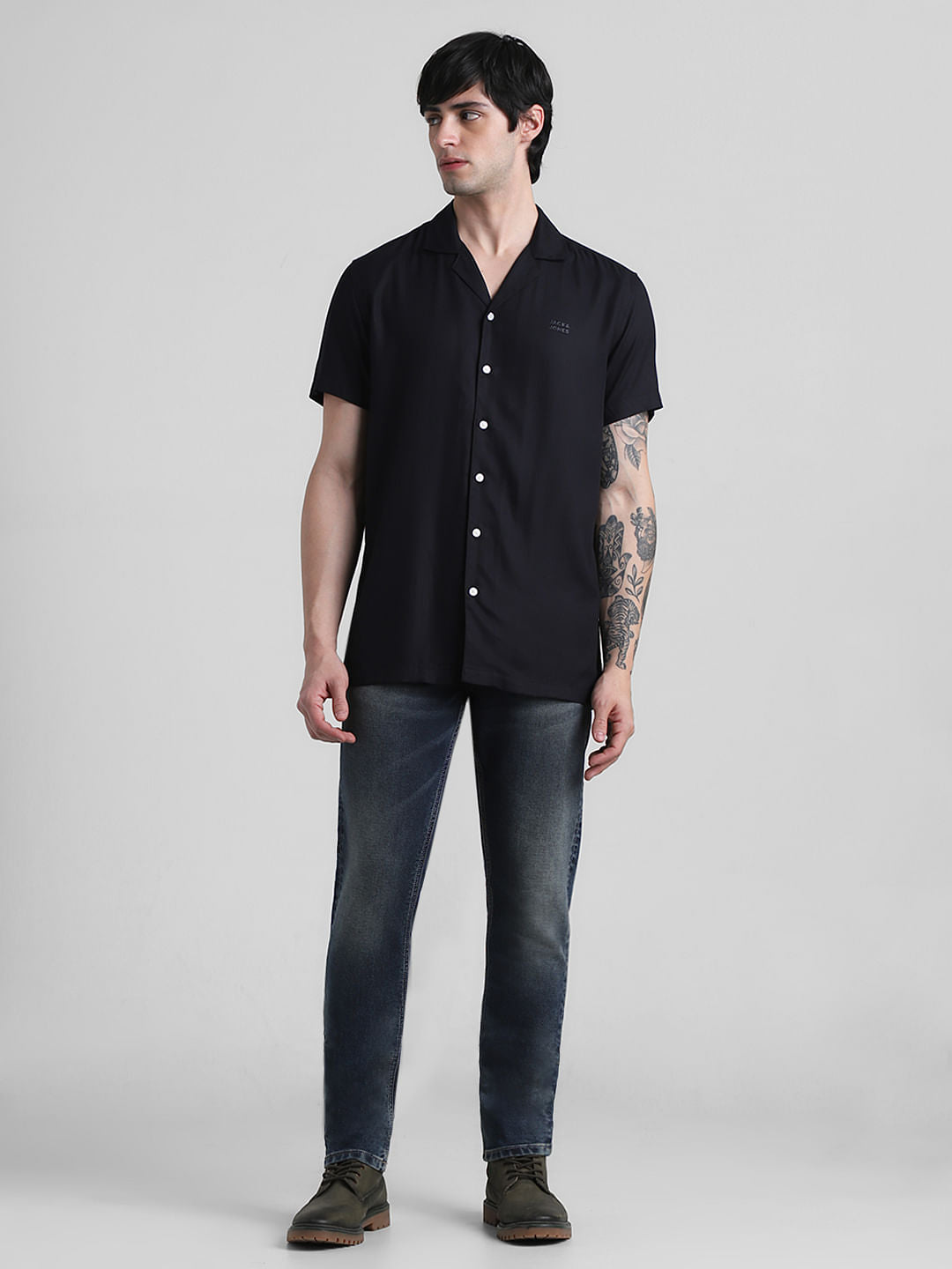 Black Resort Collar Shirt