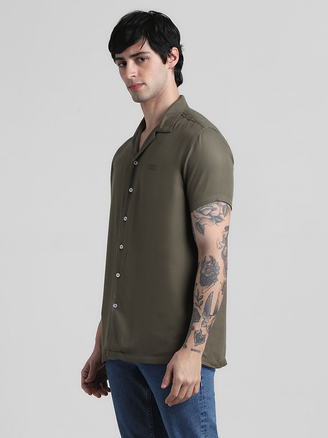 Olive Green Resort Collar Shirt