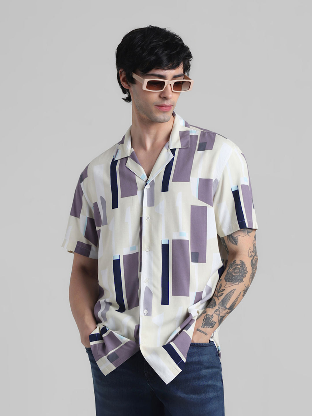 Blue Abstract Print Shirt