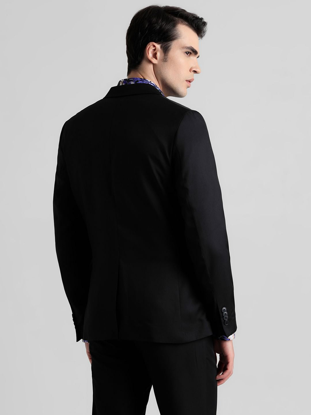 Black Double Button Twill Blazer