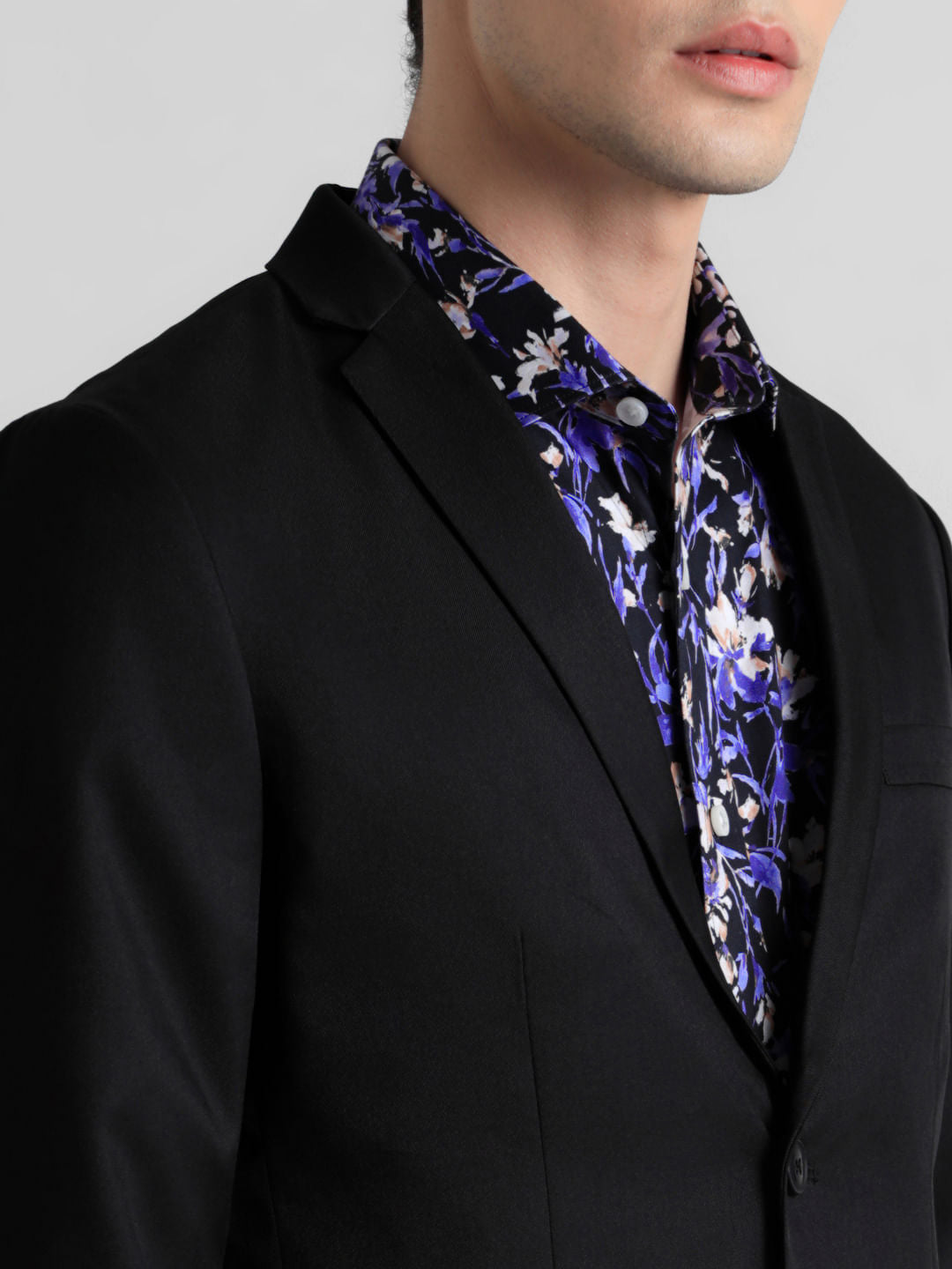 Black Double Button Twill Blazer
