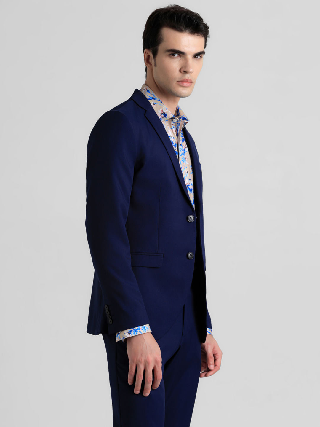 Navy Blue Mid Rise Twill Blazer